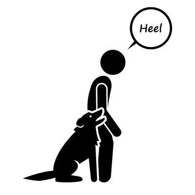 heel command for dog with hand signal