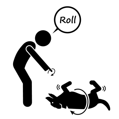 roll command for dog with hand signal