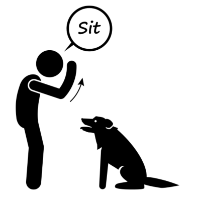 sit command for dog with hand signal