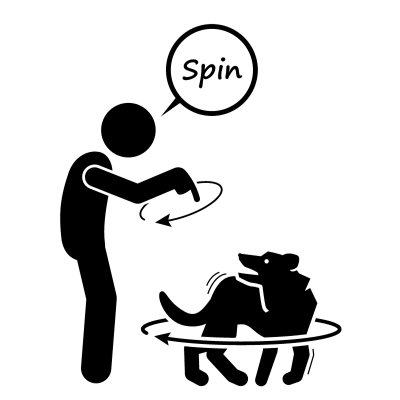spin command for dog with hand signal